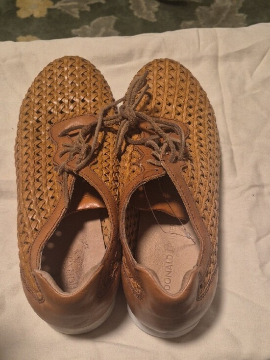Men\'s Woven Leather Lace-Up Shoes in Tan main image 8
